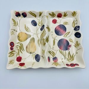 Vintage Versatile Ceramic Sectioned Platter Serving Tray Fruit Pattern